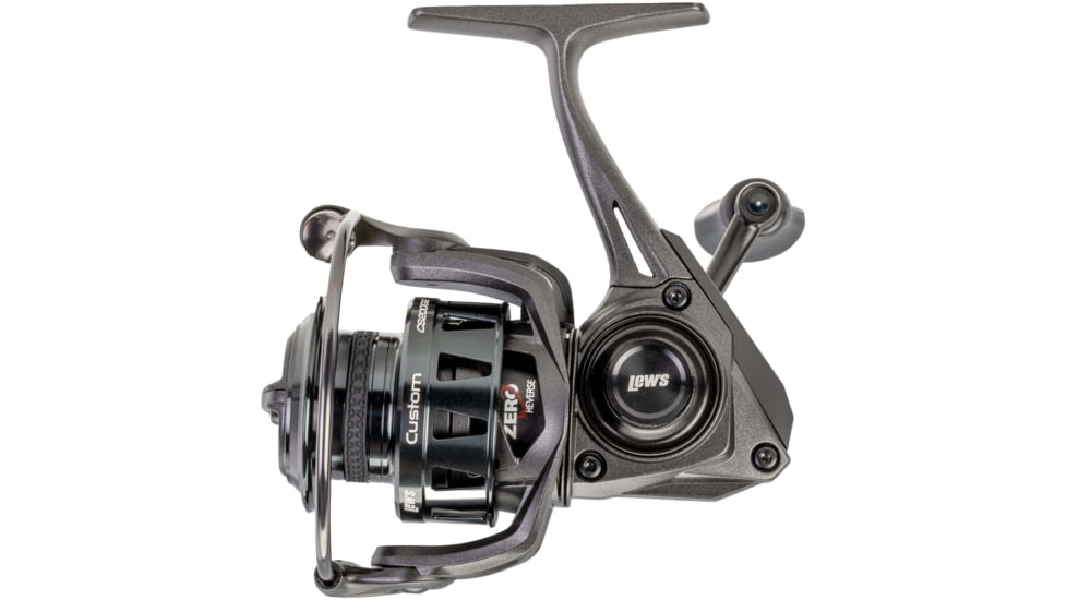 Lew’s Custom 100 Spinning Reel, SZ 100 Reel, 9+1 Bearings, 5.2-1 Ratio, Aluminum Frame and Sideplate, Screw-In Aluminum Handle, Speed Gears, Speed Lube, Hybrid Carbon Drag, Black/Silver, CS100G2