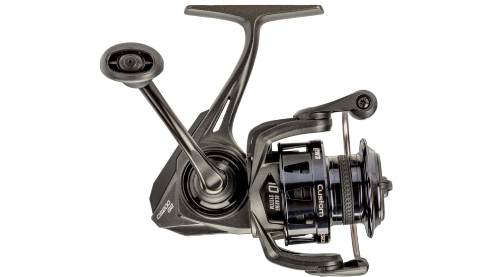 Lew’s Custom 100 Spinning Reel, SZ 100 Reel, 9+1 Bearings, 5.2-1 Ratio, Aluminum Frame and Sideplate, Screw-In Aluminum Handle, Speed Gears, Speed Lube, Hybrid Carbon Drag, Black/Silver, CS100G2