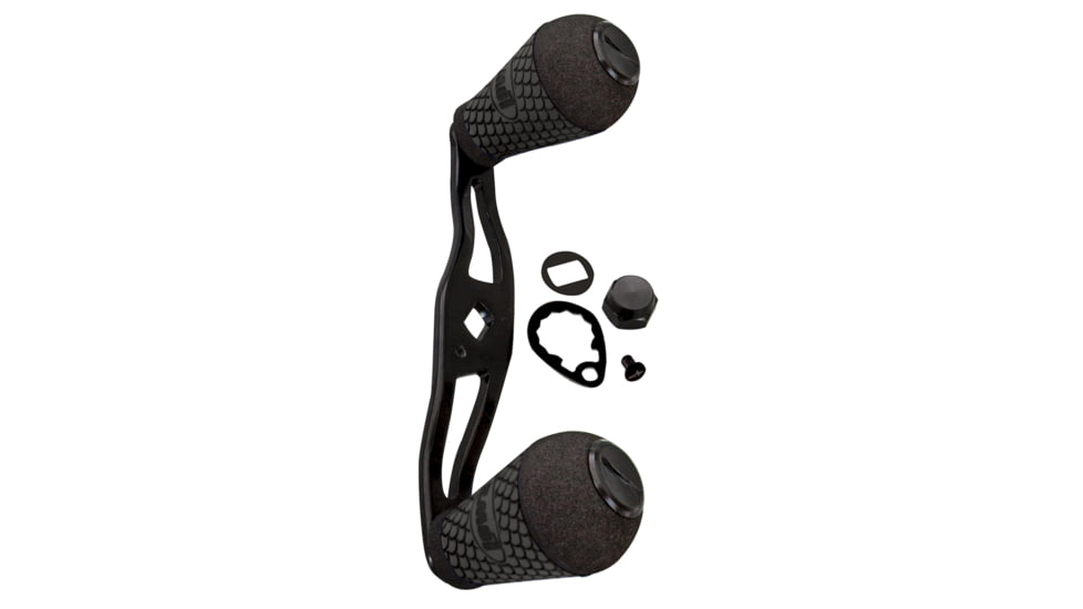 Lew’s Custom Shop Aluminum Handle Standard Round, 95mm Handle, Winn Dri-Tac Knobs, Black, CSBAHB