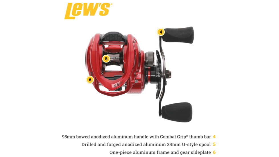 Lew’s HyperSpeed LFS Baitcast Reel, LH Retrieve, 9.5-1 Ratio, 9+1 Bearings, HS1-9.5L