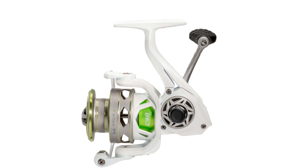 Lew’s MACH 1 Spinning Reel, SZ 300 Reel, 9+1 Bearings, 6.2-1 Ratio, Graphite Frame, Speed Gears, Speed Lube, Multi-Disc Drag, Metallic White/Gray/Green, Clam Pack, MH300G3