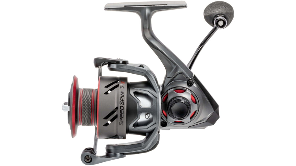 Lew’s Speed Spin CRX Spinning Reel, SZ 300 Reel, 9+1 Bearings, 6.2-1 Ratio, Graphite Frame and Sideplate, Solid Brass Speed Gears, Speed Lube, Multi-Disc Drag, Gray/Red, SSC300HS