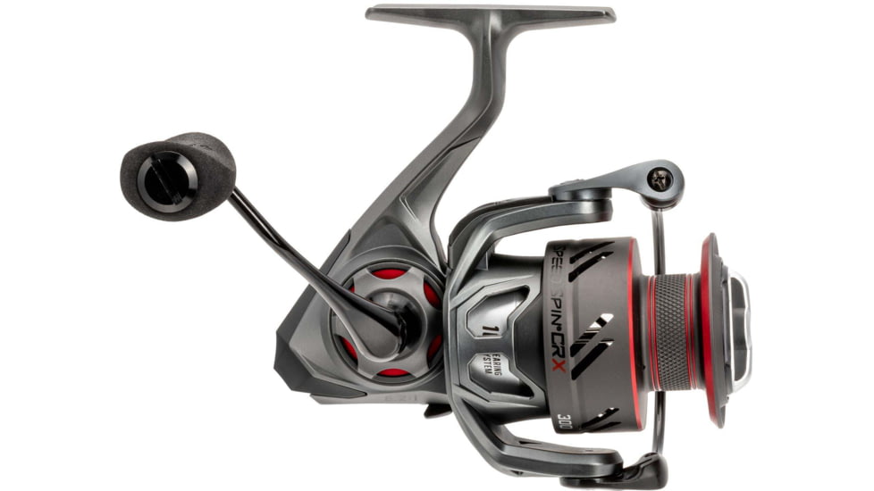 Lew’s Speed Spin CRX Spinning Reel, SZ 300 Reel, 9+1 Bearings, 6.2-1 Ratio, Graphite Frame and Sideplate, Solid Brass Speed Gears, Speed Lube, Multi-Disc Drag, Gray/Red, SSC300HS
