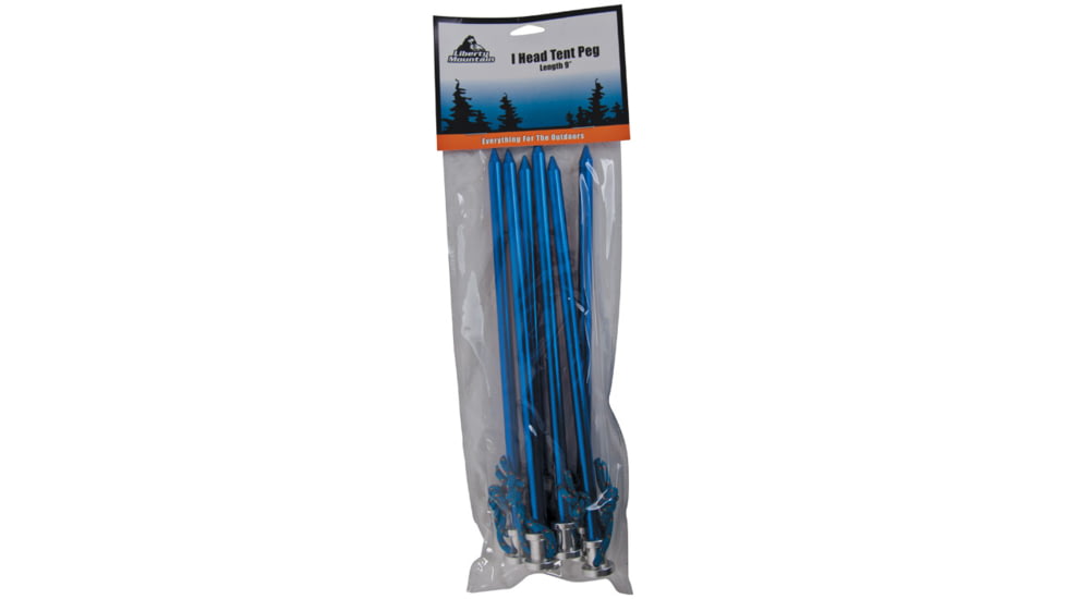 Liberty Mountain Alum I Head Tent Peg 9'' 6pk 2719 ASSORTED