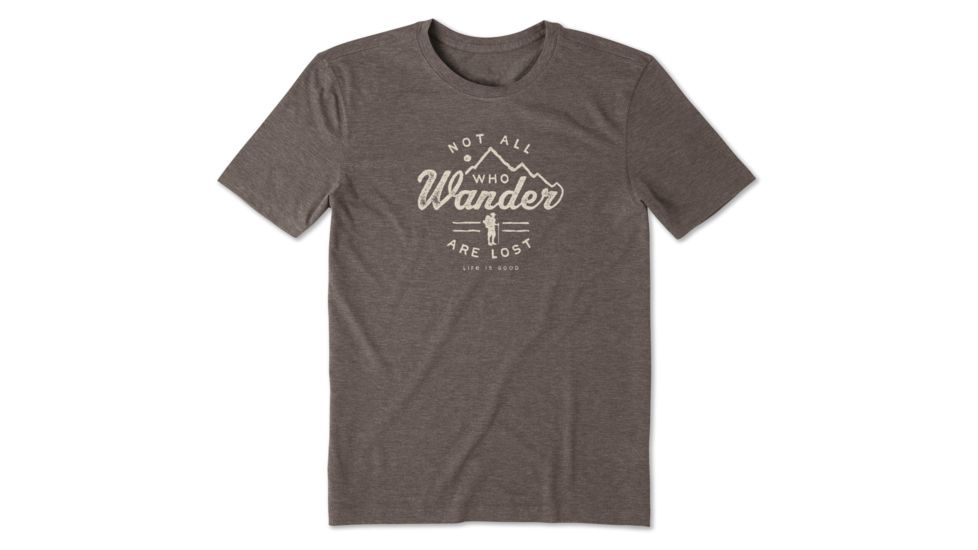Life Is Good Cool Tee Wander Hike T-Shirt - Mens, Rich Brown, Medium, 55780-M
