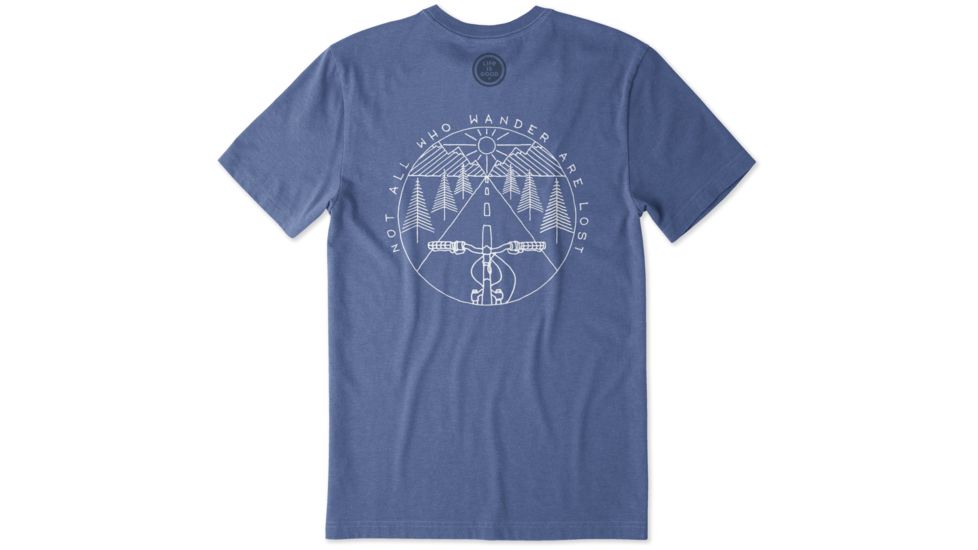 Life Is Good Crusher Tee Bike View T-Shirt - Mens, Heather Vintage Blue, Medium, 55443-M