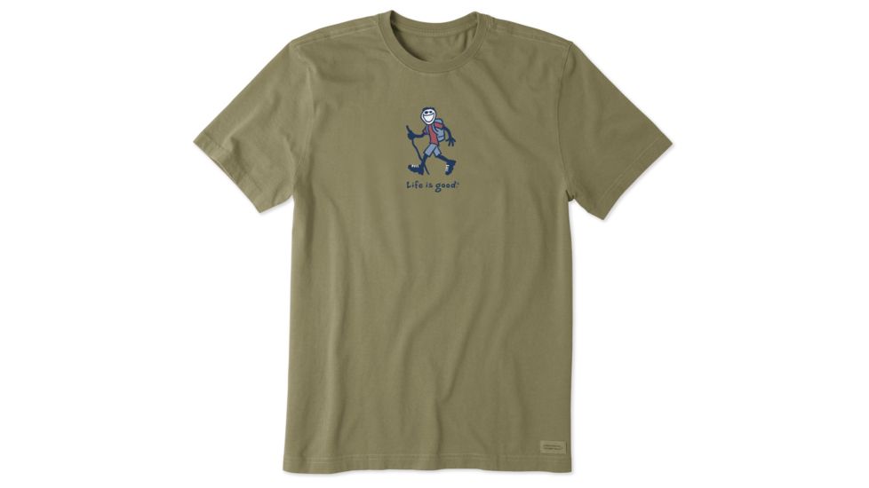 Life Is Good Crusher Tee Hiking Jake T-Shirt - Mens, Fatigue Green, Small, 56493-S