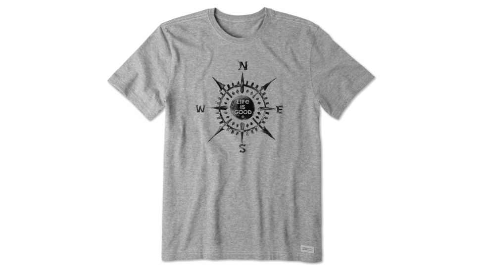Life Is Good Crusher Tee Lig Compass T-Shirt - Mens, Heather Gray, Large, 55423-L