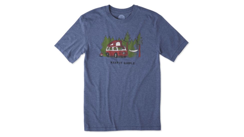 Life Is Good Keep it Simple Camper Cool Tee Mens, Darkest Blue, Large, 53642-L