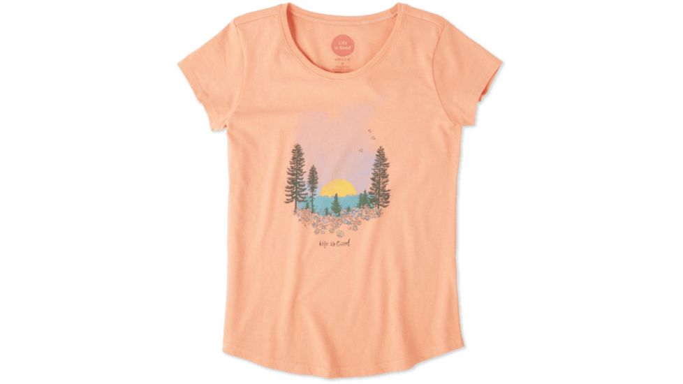 Life Is Good Landscape Smiling Smooth Tee, Fresh Coral, Small, 53179-S