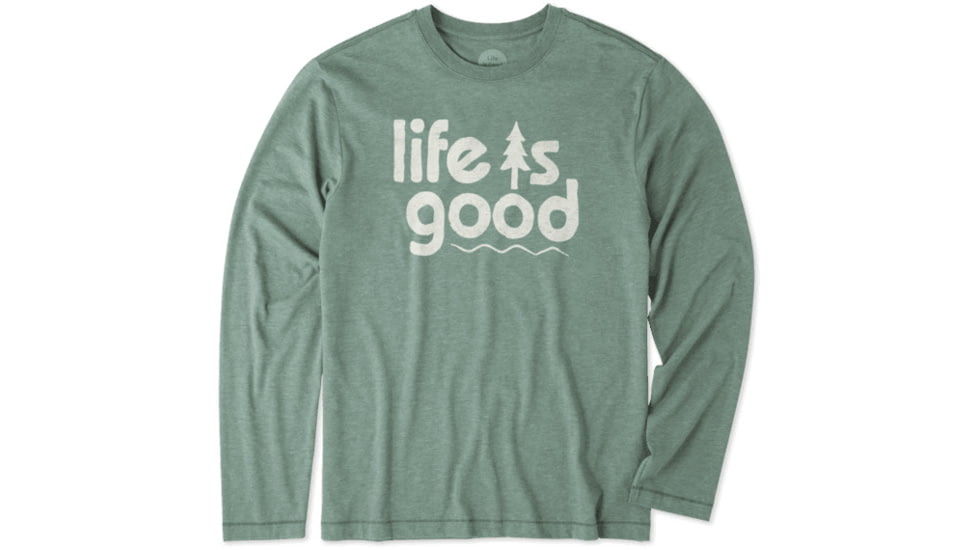 Life is Good Pine Long Sleeve Cool Tee, Forest Green, Medium, 53665-M