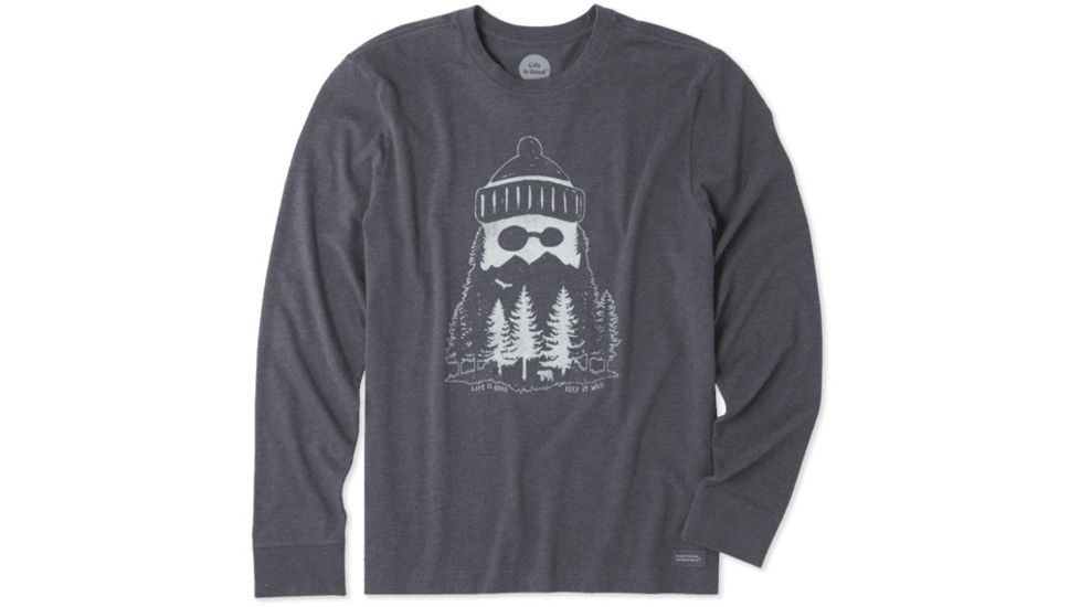 Life Is Good Mountain Beard Long Sleeve Crusher Tee, Heather Night Black, Medium, 53923-M