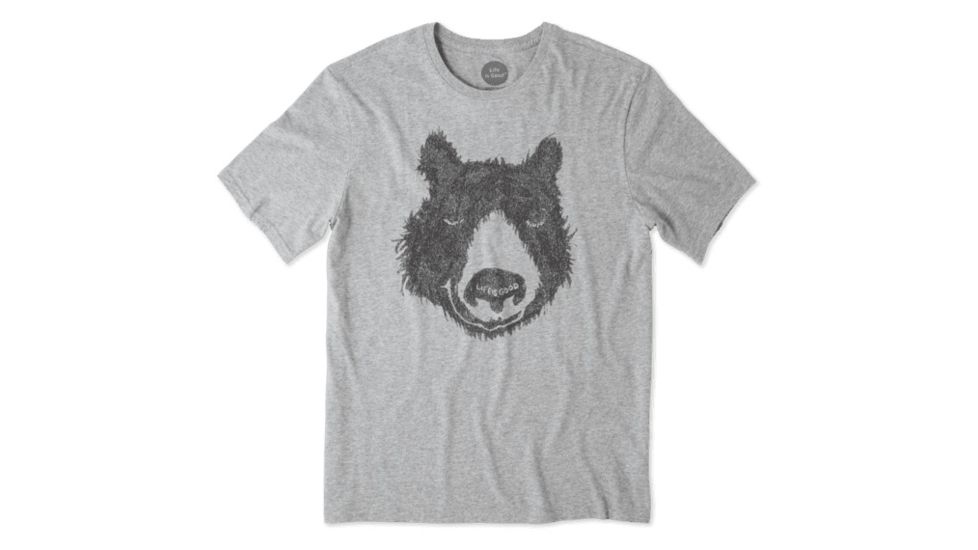 Life Is Good Outdoor Bear Smooth Tee Mens, Heather Gray, Large, 53672-L