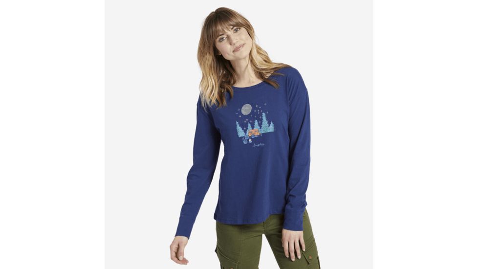 Life Is Good Simplify Camping Long Sleeve Breezy Tee, Darkest Blue, Small, 53605-S