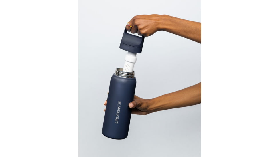 LifeStraw Go Stainless Steel 24 Oz Water Bottle w/Filter, Black, 24oz, LGV42SBKWW