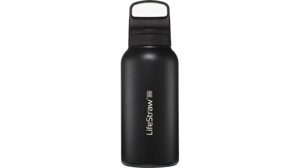 LifeStraw Go Stainless Steel 1 L Water Bottle w/Filter, Black, 1 Liter, LGV41SBKWW