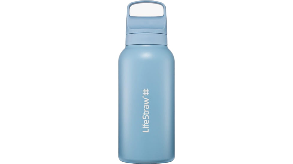LifeStraw Go Stainless Steel 1 L Water Bottle w/Filter, Icelandic Blue, 1 Liter, LGV41SBLWW