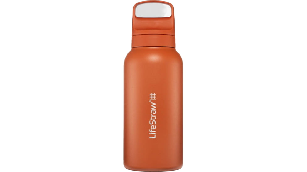 LifeStraw Go Stainless Steel 1 L Water Bottle w/Filter, Kyoto Orange, 1 Liter, LGV41SORWW