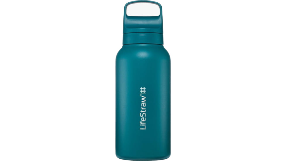 LifeStraw Go Stainless Steel 1 L Water Bottle w/Filter, Laguna Teal, 1 Liter, LGV41STLWW