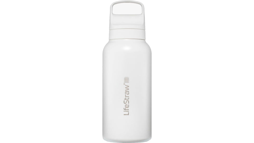 LifeStraw Go Stainless Steel 1 L Water Bottle w/Filter, White, 1 Liter, LGV41SWHWW