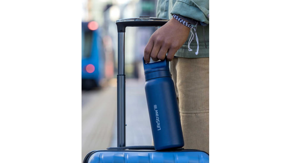 LifeStraw Go Stainless Steel 24 Oz Water Bottle w/Filter, Aegean Sea, 24oz, LGV42SASWW