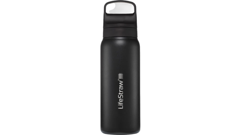 LifeStraw Go Stainless Steel 24 Oz Water Bottle w/Filter, Black, 24oz, LGV42SBKWW