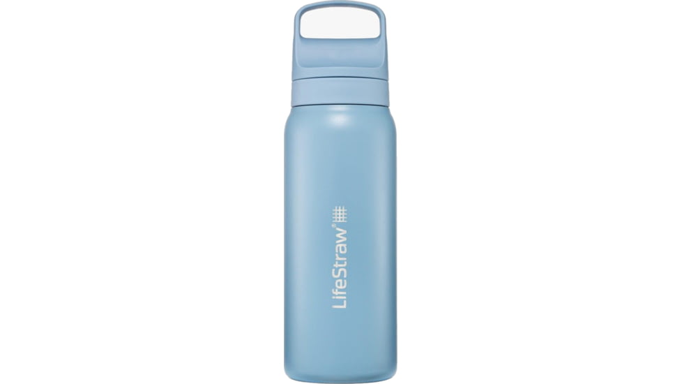 LifeStraw Go Stainless Steel 24 Oz Water Bottle w/Filter, Icelandic Blue, 24oz, LGV42SBLWW