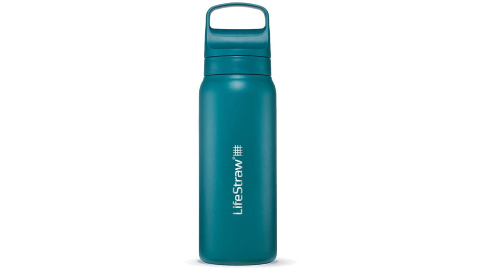 LifeStraw Go Stainless Steel 24 Oz Water Bottle w/Filter, Laguna Teal, 24oz, LGV42STLWW