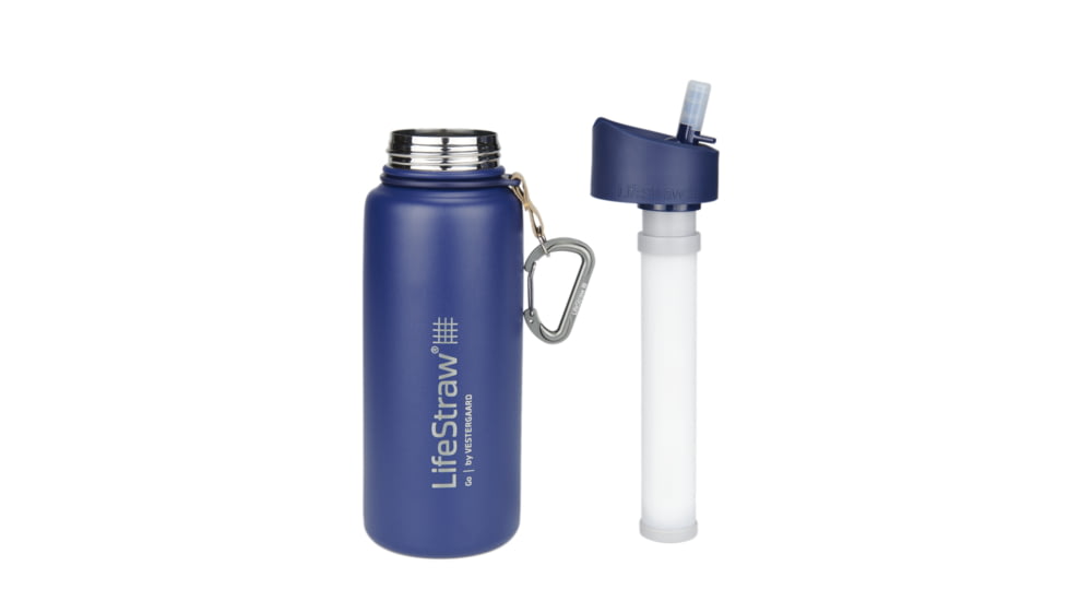 LifeStraw Go Stainless Steel Water Filter Bottle, Blue, One Size, LSGOSSBL01
