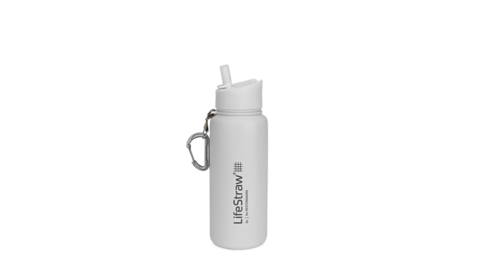 LifeStraw Go Water Insulated Stainless Steel Bottle with Filte, White, 24oz, LSGOSSWH01