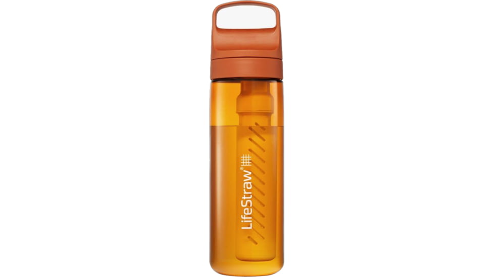 LifeStraw Go Water 22 Oz Bottle w/Filter, Kyoto Orange, 22oz, LGV422ORWW