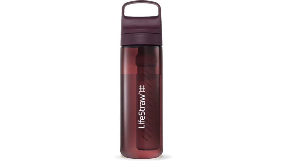 LifeStraw Go Water 22 Oz Bottle w/Filter, Merlot Me Away, 22oz, LGV422MRWW