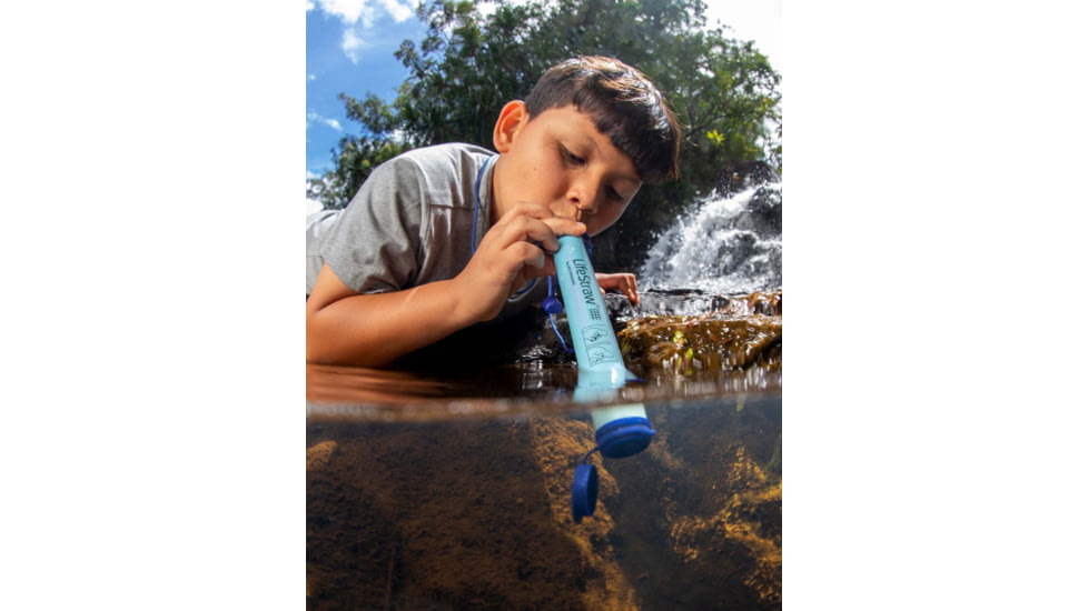 LifeStraw Personal Water Filter Straw, Dusty Mountain Blue, LSPHF038