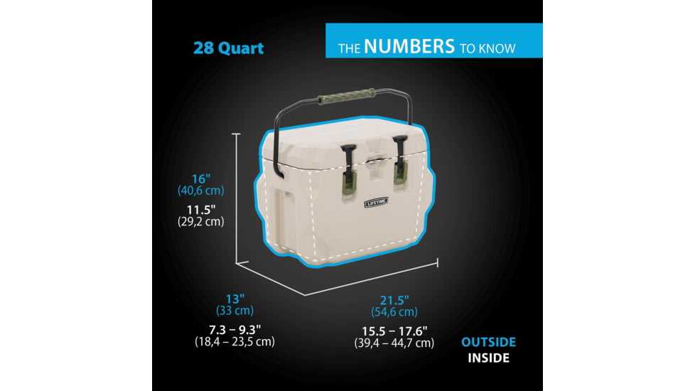 Lifetime Products 28 Quart High Performance Cooler, Pumice/Green, 91178