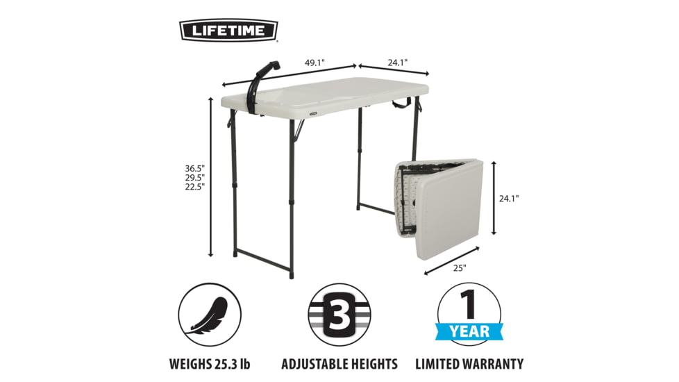Lifetime Products 4-Foot Fillet Table, White, 280560
