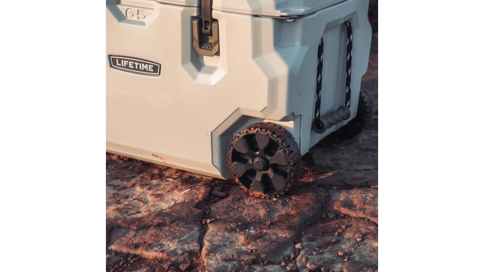Lifetime Products 65 Quart High Performance Cooler w/ Wheels, Pumice/Green, 91179