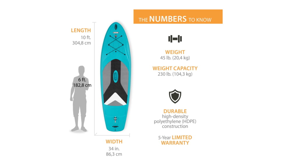Lifetime Products Horizon 100 Stand-Up Paddleboard w/Paddle, Teal, 90715