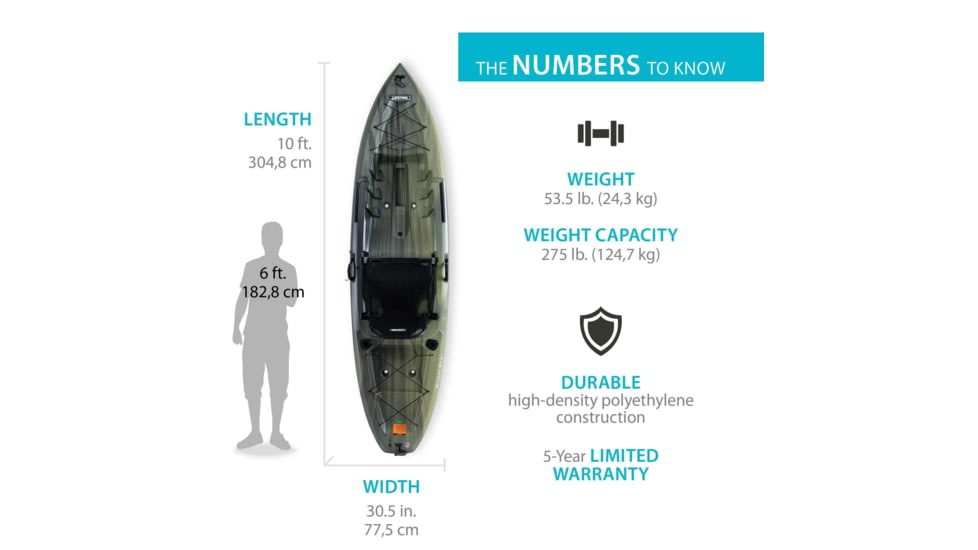 Lifetime Products Kenai Pro Angler 100 Fishing Kayak w/Paddle, Moss Fusion, 91149