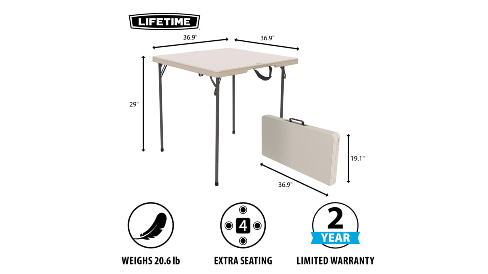 Lifetime Products 37-Inch Fold-In-Half Table and 4 Chairs Set