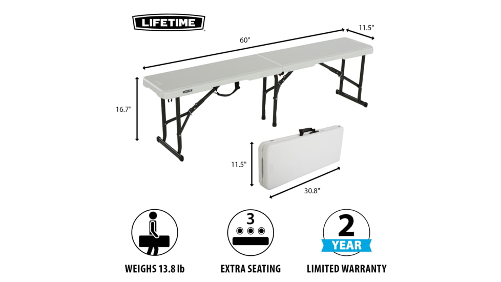 Lifetime Products 5-Foot Fold-In-Half Light Commercial Bench