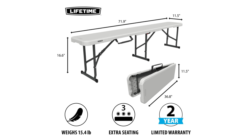 Lifetime Products 6-Foot Fold-In-Half Light Commercial Bench