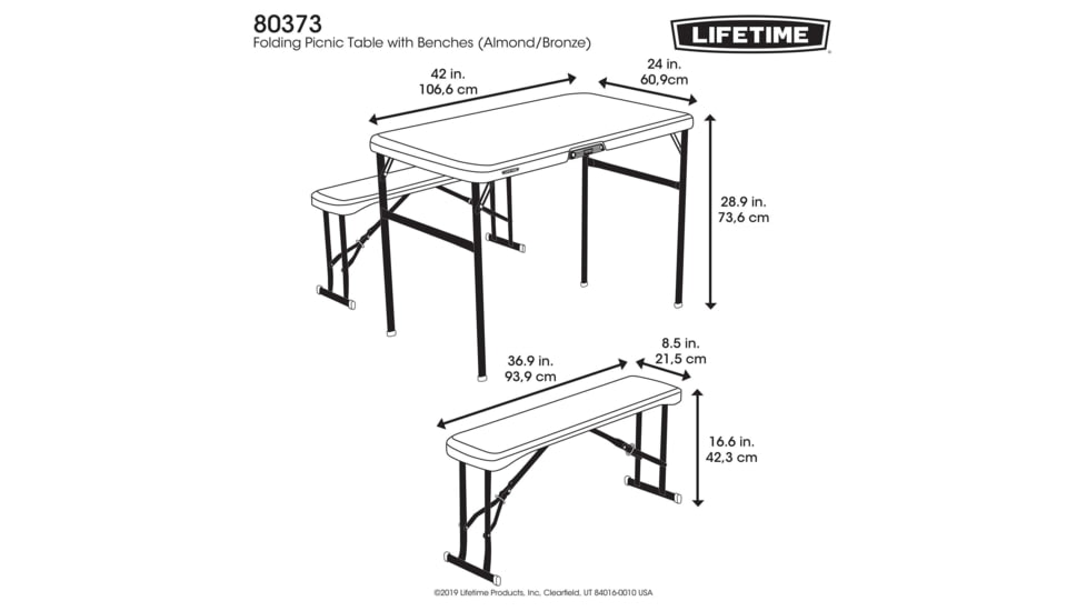 Lifetime Products Folding Picnic Table with Benches