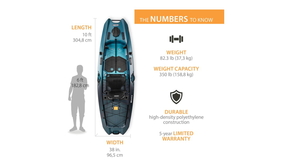 Lifetime Products Manta Angler 100 Fishing Kayak, Aurora Fusion, 91302