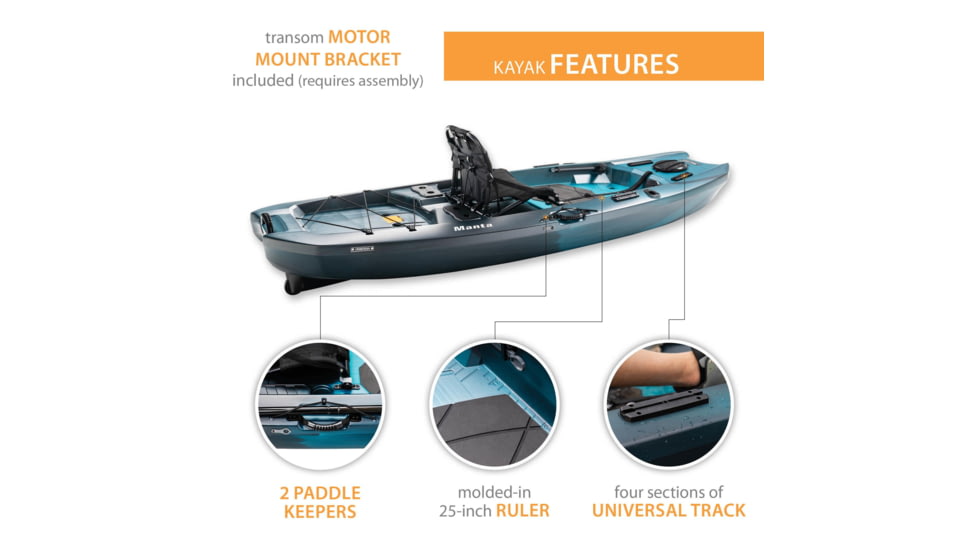 Lifetime Products Manta Angler 100 Fishing Kayak, Aurora Fusion, 91302