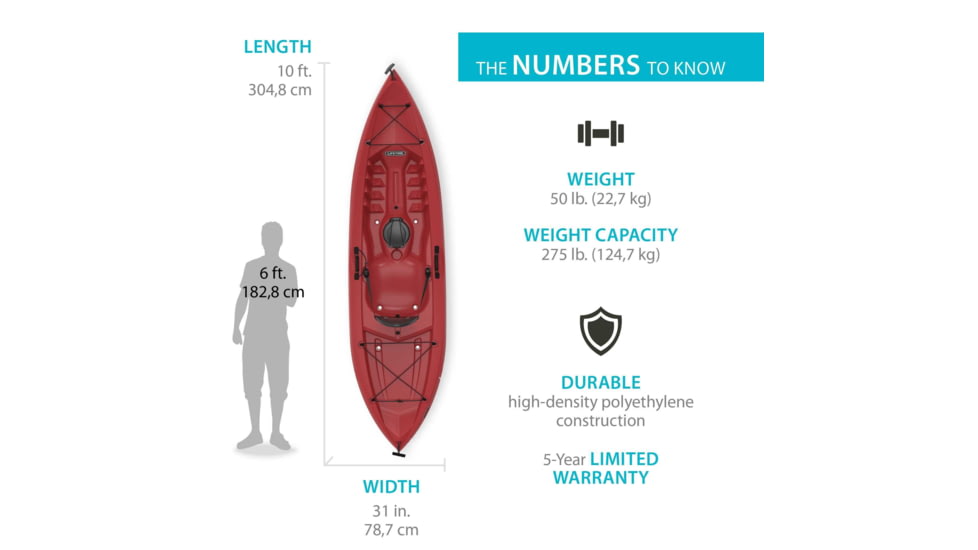 Lifetime Products Tamarack 100 Sit-On-Top Kayak w/Paddle, Red, 90486