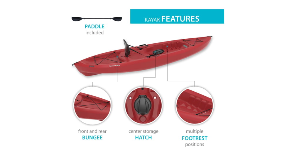 Lifetime Products Tamarack 100 Sit-On-Top Kayak w/Paddle, Red, 90486