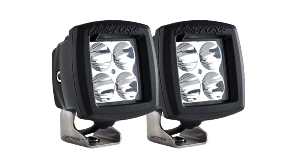 Lightforce Performance Lighting 2 in Rok40 Dual Row 10W Chips Flashlight, Flood Beam Pair W/ Harness, Black, ROK40FPK