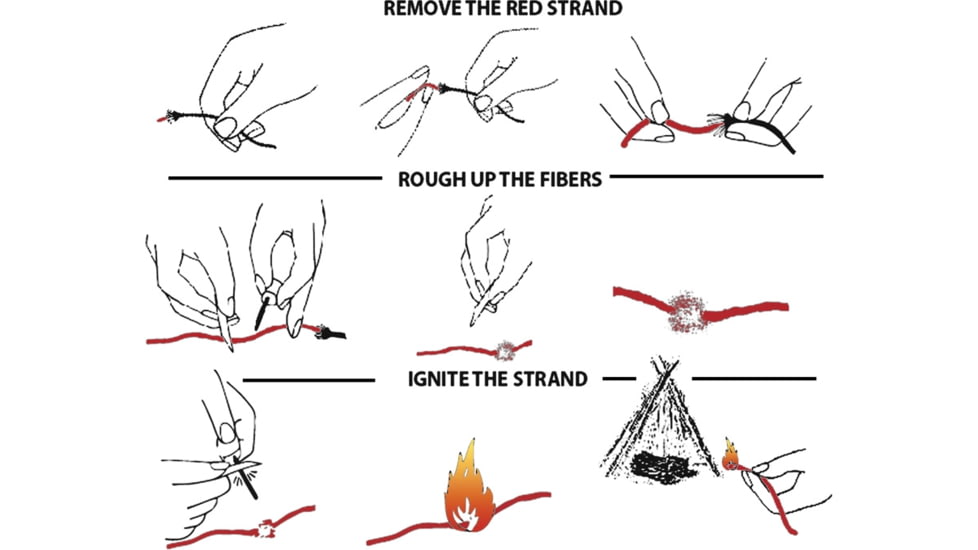 Live Fire 25 ft Nylon Watreproof FireCord, Black, FC-BLACK25