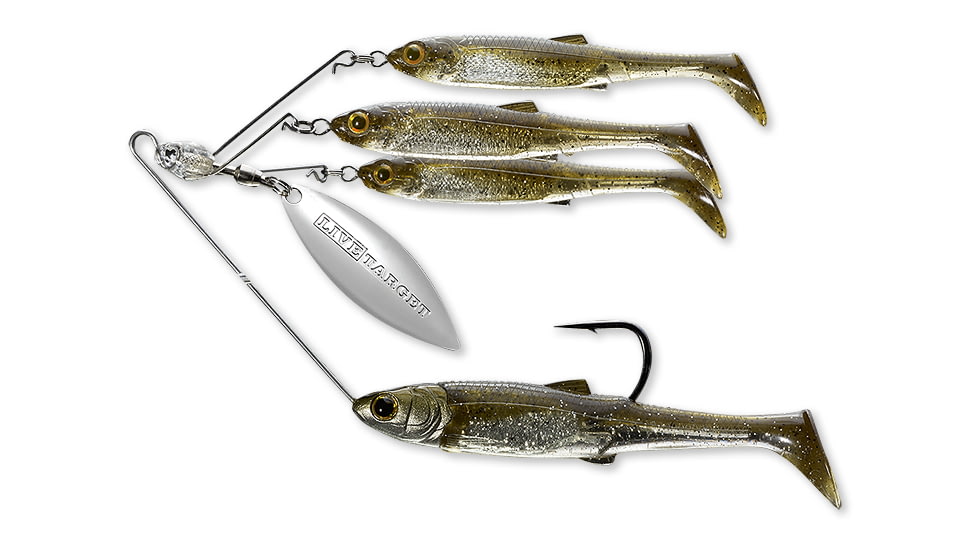 Live Target BaitBall Spinner Rig, 5/0 Hook, Green Pumpkinseed/Silver, Large, 3/4oz, MNSR21LG852