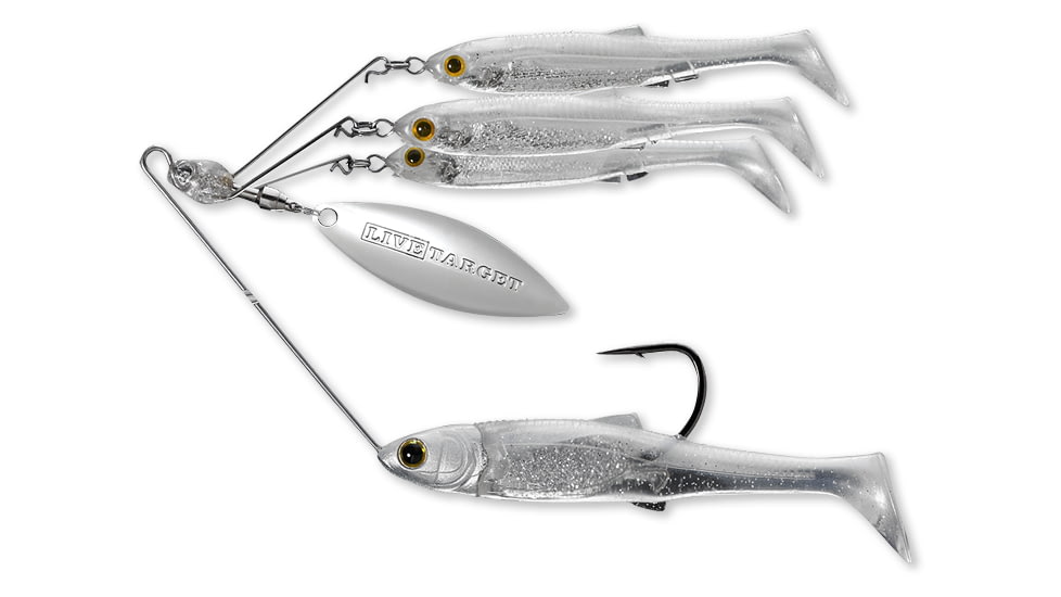 Live Target BaitBall Spinner Rig, 5/0 Hook, Pearl White/Silver, Large, 3/4oz, MNSR21LG855